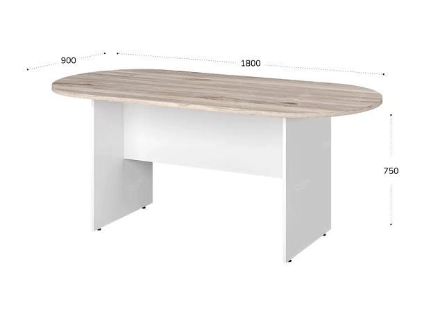 TANDEM RTD008-180-MA Конференц-стол овальный ун-й 1800х900х750 Дуб Маувелла/Белый - Вид 2