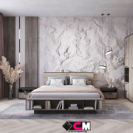 Эдинбург Тумба прикроватная ТБ-01 (0,502х0,350х0,350) железный камень/дуб крафт серый - Фото предпросмотра