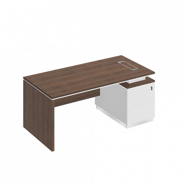 Стол руководителя (опора ДСП) на опорной тумбе (левый/правый) "City" СИ 109 дуб гладстоун/белый премиум/белый премиум - Вид 1