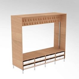 Стойка для одежды с нишами под обувь 2290х700х2000 - Фото предпросмотра