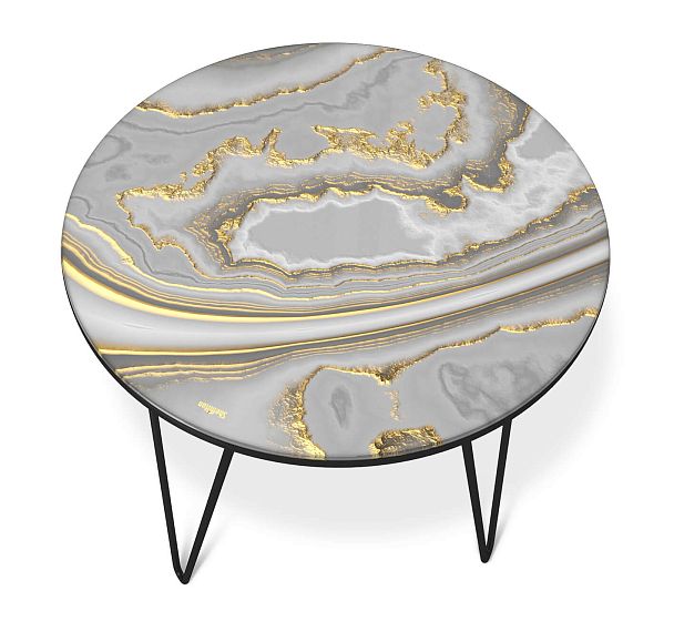 Столик журнальный Sheffilton SHT-CT27 золотистый пепел/черный муар - Вид 4