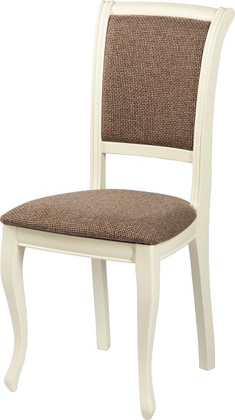 Стул деревянный с мягким сиденьем Арктос Слоновая кость/Коричневая рогожка - Вид 1