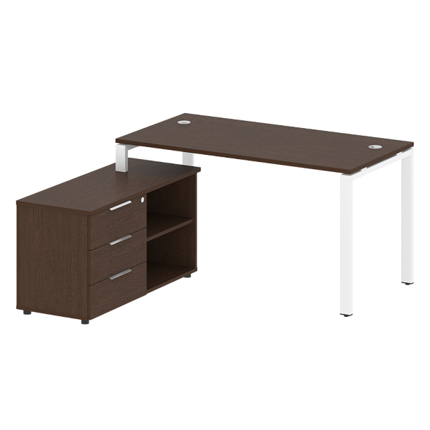 Metal System Р. ст. с тумбой на П-образном м/к БП.РС-СТС-2.3 (L) Венге/Белый металл 1500*1520*750 - Вид 1