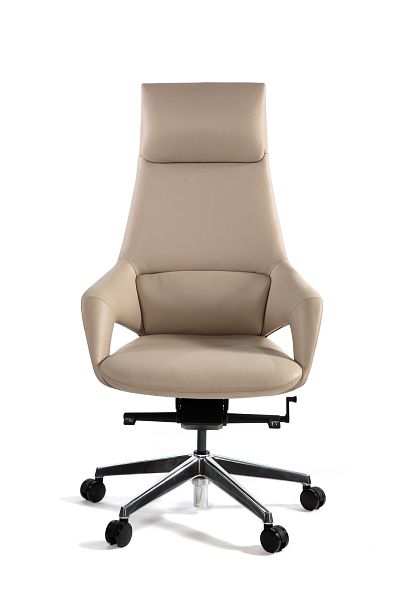 Кресло Шопен / бежевая кожа / алюминий крестовина - Вид 2