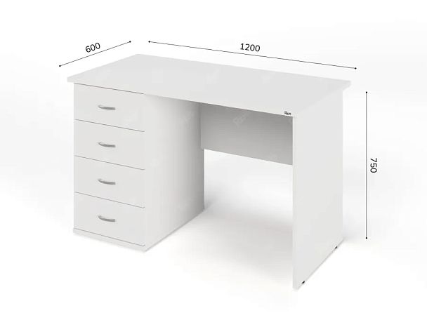 ЛАЙТ / LIGHT RLG007-12x6L Однотумбовый стол 120x60x75 Белый - Вид 2