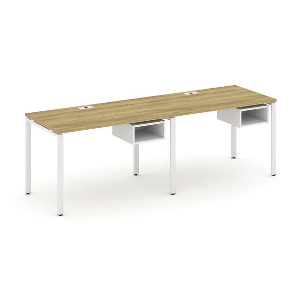 Concept Рабочая станция односторонняя с подвес. тумбами 2 места CN.ORS-102 Дуб Винченцо/Белый Бриллиант/Металл Белый 2360*720*750 - Вид 1
