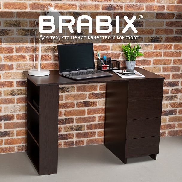 Стол письменный/компьютерный BRABIX "Scandi CD-016", 1100х500х750мм, 4 ящика, венге, 641893, ЦБ013707-3 - Вид 9