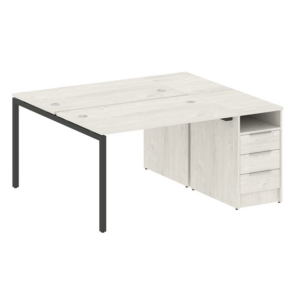 Metal System Quattro Р. ст. с тумбой на П-образном м/к 40БП.РС-СТП-2.2 Дуб наварра/Антрацит металл 1612*1475*750 - Вид 1