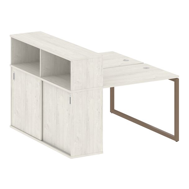 Metal System Quattro Р. ст. с шкафом-купе на О-образном м/к 40БО.РС-СШК-2.1 Т Дуб наварра/Мокко металл 1410*1475*1098 - Вид 1