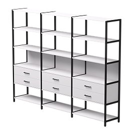 Набор стеллажных систем №9 Everprof EVO 2440x385x1840 Белый/Черный - Фото предпросмотра