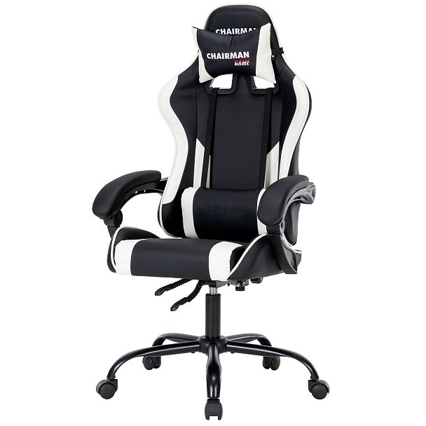 Кресло CHAIRMAN CH41, экокожа, черный/белый - Вид 4