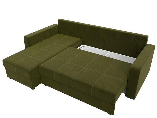 Диван угловой Ливерпуль Лайт левый угол Микровельвет зеленый - Вид 7