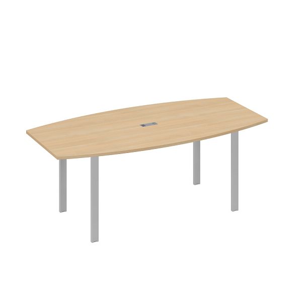 Стол 200x100 для переговоров фигурный на опорах UNO A4 А4 Б1 113 БП натуральный дуб / металлокаркас серый - Вид 1