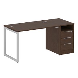 Metal System Quattro Р. ст. с тумбой на О-образном м/к 40БО.РС-СТП-1.2 Венге/Серый металл 1612*720*750 - Фото предпросмотра