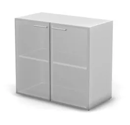 RAC089 ACCORD Шкаф низкий, широкий, стекло сатин 898х448х814 Стекло сатин/Серый камень - Фото предпросмотра