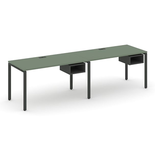 Concept Рабочая станция односторонняя с подвес. тумбами 2 места CN.ORS-103 Кобо/Антрацит/Металл Антрацит 2760*720*750 - Вид 1