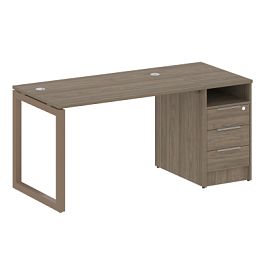 Metal System Quattro Р. ст. с тумбой на О-образном м/к 50БО.РС-СТП-1.2 Вяз/Мокко металл 1612*720*750 - Фото предпросмотра