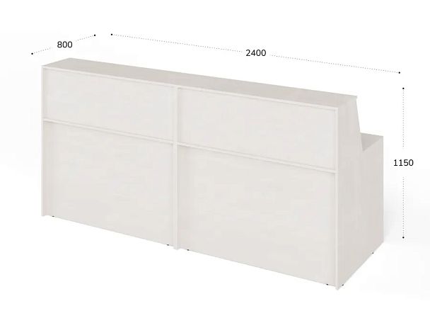 ЛАЙТ / LIGHT RLG074 Двойной ресепшн 240x80x115 Дуб Молочный - Вид 3