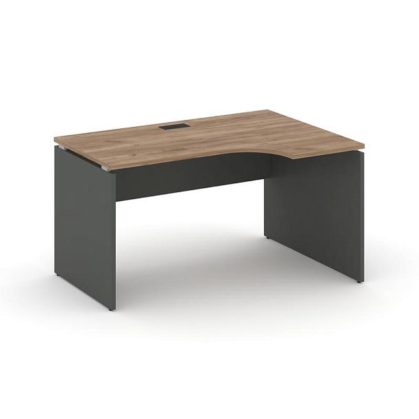 Стайл Проджект Стол рабочий эргоном. SN-D.SPA-011(R) Дуб Табак/Антрацит NEW/Черная Заглушка 1380*700 - Вид 1