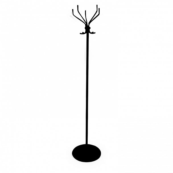 Вешалка-стойка Т22, 1,88 м, диск 40 см, 5 крючков, металл, черная - Вид 2