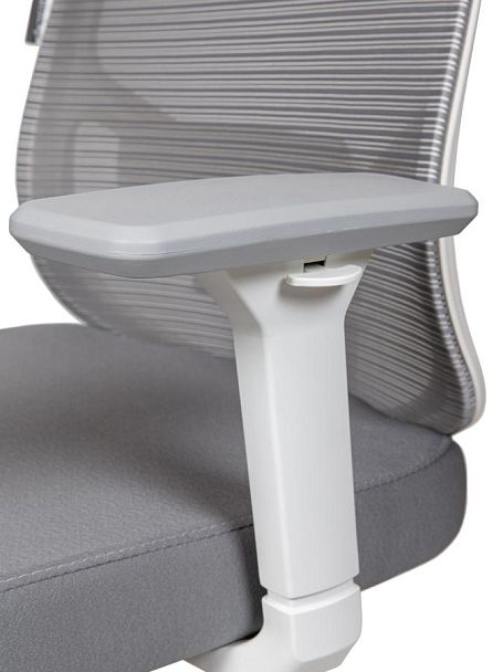Кресло офисное / Best LB white / белый пластик / серая сетка / серая ткань /база хром - Вид 8