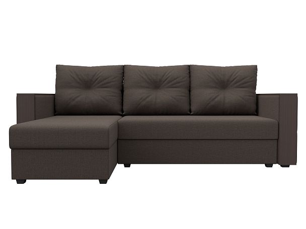 Диван угловой Валенсия Лайт левый угол Рогожка коричневый - Вид 2