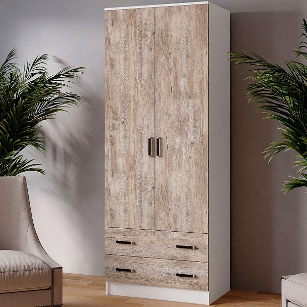 Шкаф комбинированный Лагуна-08 Б/З  (800*2100*510) белый/дуб юкон - Вид 1