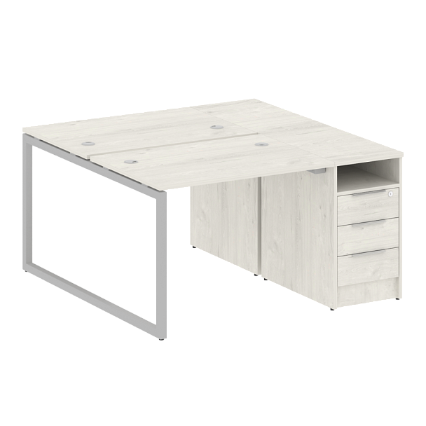 Metal System Quattro Р. ст. с тумбой на О-образном м/к 40БО.РС-СТП-2.1 Дуб наварра/Серый металл 1412*1475*750 - Вид 1