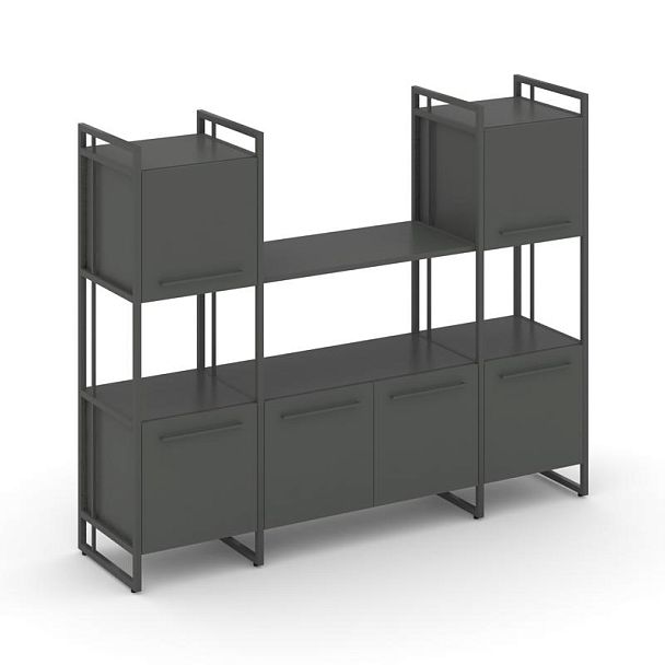 Rift Шкаф комбинированый RF.NS-002 Антрацит/Металл Антрацит 1598*396*1286 - Вид 1