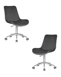 Набор 2 шт Кресло офисное DOBRIN DORA (серый велюр (1922-19), хромированная сталь) - Фото предпросмотра