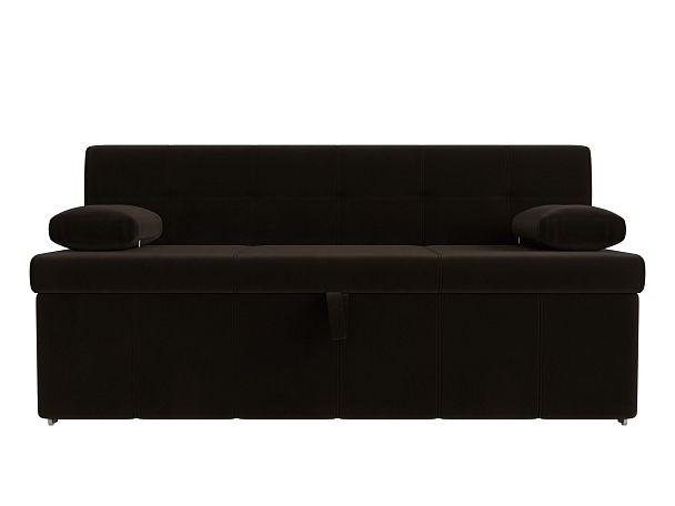Кухонный прямой диван Лео (полностью микровельвет коричневый) - Вид 2