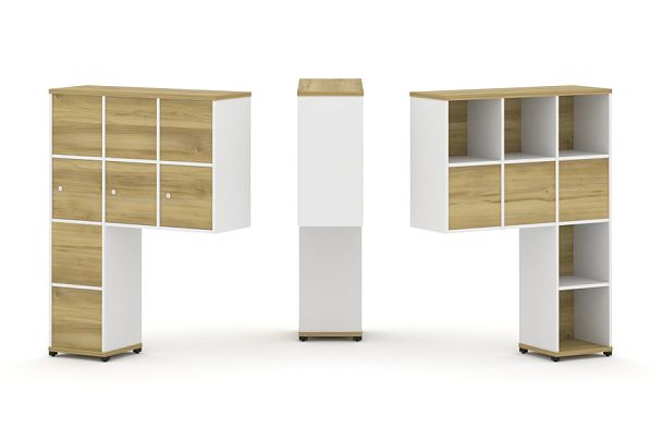 Concept Надставка высокая CN.DNV-010 Дуб Винченцо/Белый Бриллиант/Металл Черный 1099*350*1486 - Вид 1