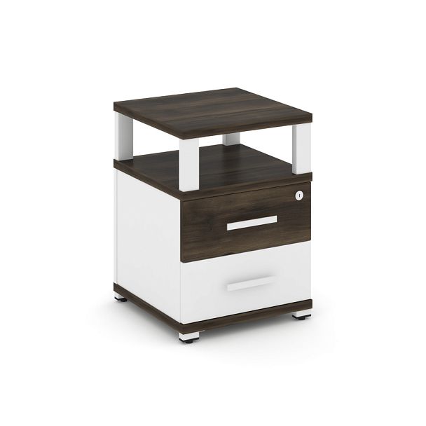 Concept Тумба приставная 2 ящ. с надставкой CN.TUP-002 W Дуб Мали/Белый Бриллиант/Металл Белый 420*420*583 - Вид 1