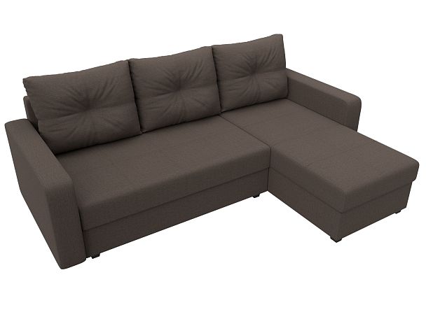 Диван угловой Ливерпуль Лайт правый угол Рогожка коричневый - Вид 5
