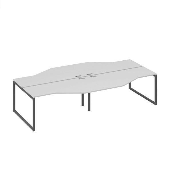 Рабочая станция со столами (4х160) Техно опоры QUATTRO A4 А4 Б4 188-2 БП серый / металлокаркас антрацит - Вид 1