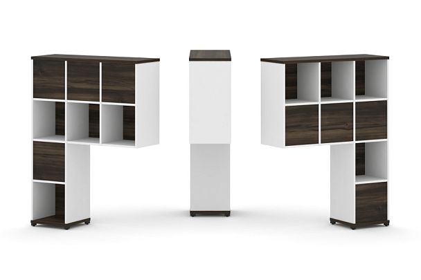 Concept Надставка высокая CN.DNV-005 Дуб Мали/Белый Бриллиант/Металл Черный 1099*350*1486 - Вид 1