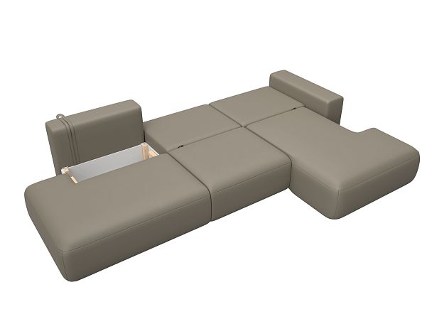 Диван угловой Лига-036 НПБ Модерн Лонг правый угол Экокожа бежевый - Вид 9