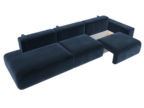 Диван прямой Лига-036 НПБ Модерн Лонг подлокотник справа Велюр синий - Вид 7