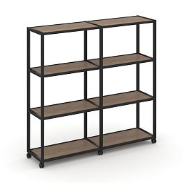 Shelf Mobile Стеллаж 4 уровня 2 секции VR.LT-STK-411.10 Дуб Аризона/Металл Черный 1970*400*1523 - Фото предпросмотра