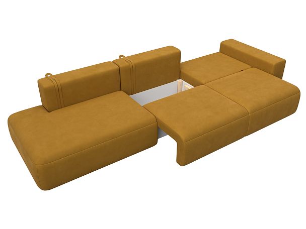 Диван прямой Лига-036 НПБ Модерн Лонг подлокотник справа Велюр желтый - Вид 8