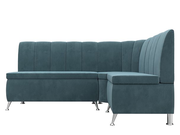 Кухонный угловой диван Кантри правый (полностью Велюр бирюзовый) - Вид 2