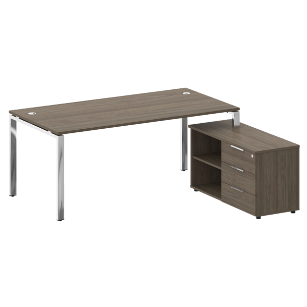 Metal System Direct Стол руковододителя с тумбой правый БГ.СРТ-5.9 (R) Вяз/Нерж. сталь 1900*1720*750 - Вид 1