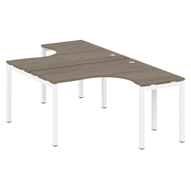 Metal System Quattro Р. ст. криволинейная на П-образном м/к 50БП.РАС-СА-2.3 Вяз/Белый металл 1400*2435*750 - Вид 1