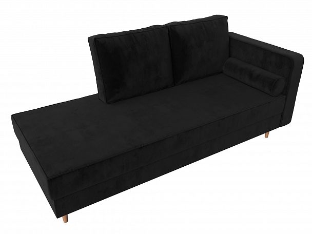 Кушетка Прайм правый (полностью велюр черный) - Вид 5