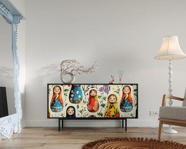 Комод две дверки и три ящика Emerson Матрешки арт EM08/Art04 - Вид 4