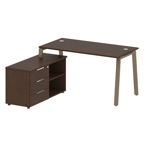 Metal System Р. ст. с тумбой на А-образном м/к БА.РС-СТС-2.3 (L) Венге/Мокко металл 1500*1520*750 - Вид 1