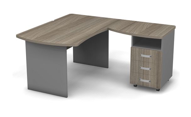 Стол угловой L,R 1600 Берлин Дрифтвуд/Серый УРМ 160 L\R - Вид 1