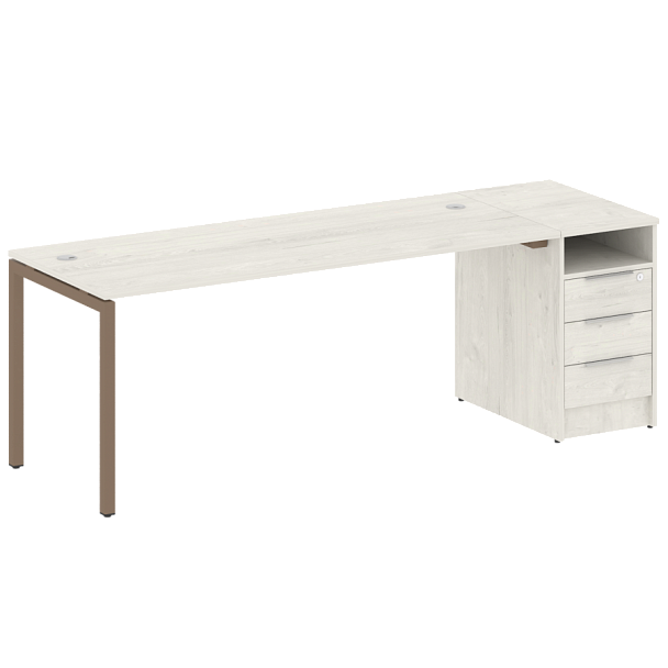 Metal System Quattro Р. ст. с тумбой на П-образном м/к 40БП.РС-СТП-1.5 Дуб наварра/Мокко металл 2212*720*750 - Вид 1