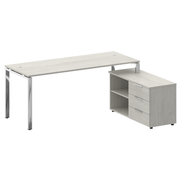 Metal System Direct Стол руковододителя с тумбой правый БГ.СРТ-5.7 (R) Дуб наварра/Нерж. сталь 1900*1520*750 - Вид 1
