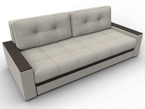 Диван прямой с декором Лига-096 НПБ Рогожка;Экокожа бежевый - Вид 6